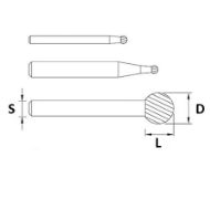Billede af IBEX HM-fræsestift KUD kugleform (ALU)10x9mm